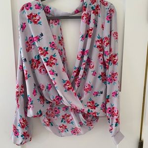 Lush size L wrap blouse floral